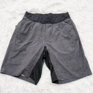 Men Lululemon Athletic Running Shorts With Side Pocket 9" Heathered Gray